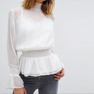 NWOT All Saints “Clarette” Sheer Romantic Boho Top
